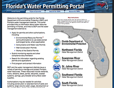 screenshot of Florida's Water Permitting Portal