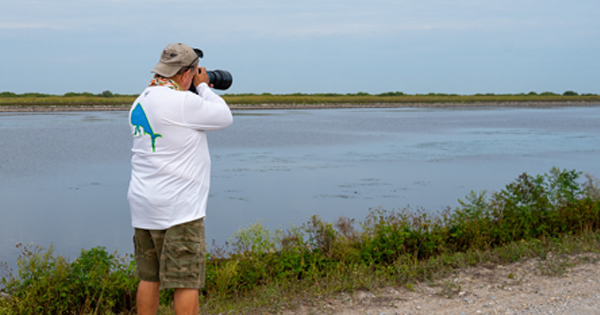 man taking pictures of the greater everglades