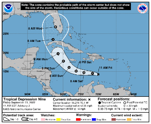 map of tropical despression