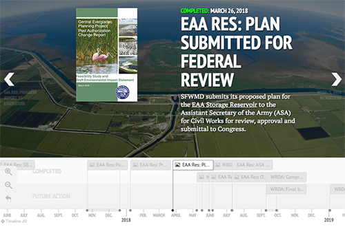 screenshot of timeline for authorization of EAA Storage Reservoir project