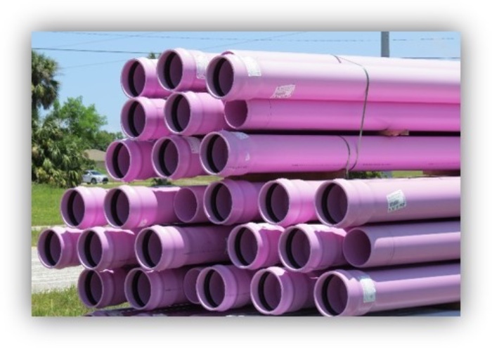 stacked purple pipes