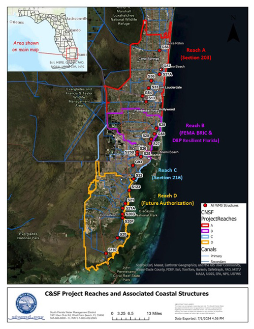 Project reaches structures map