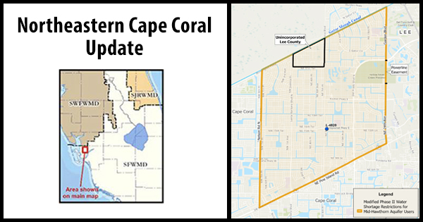 Map highlighting Watering Restrictions in Northeastern Cape Coral