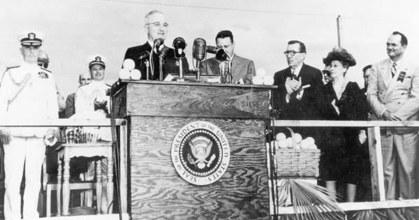 President Harry S. Truman at the dedication of Everglades National Park on December 6, 1947.