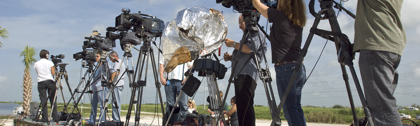 line of media cameras