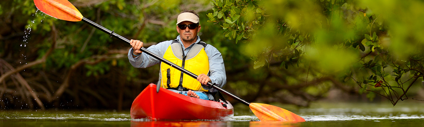 man kayaking