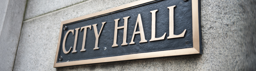 City Hall sign on building