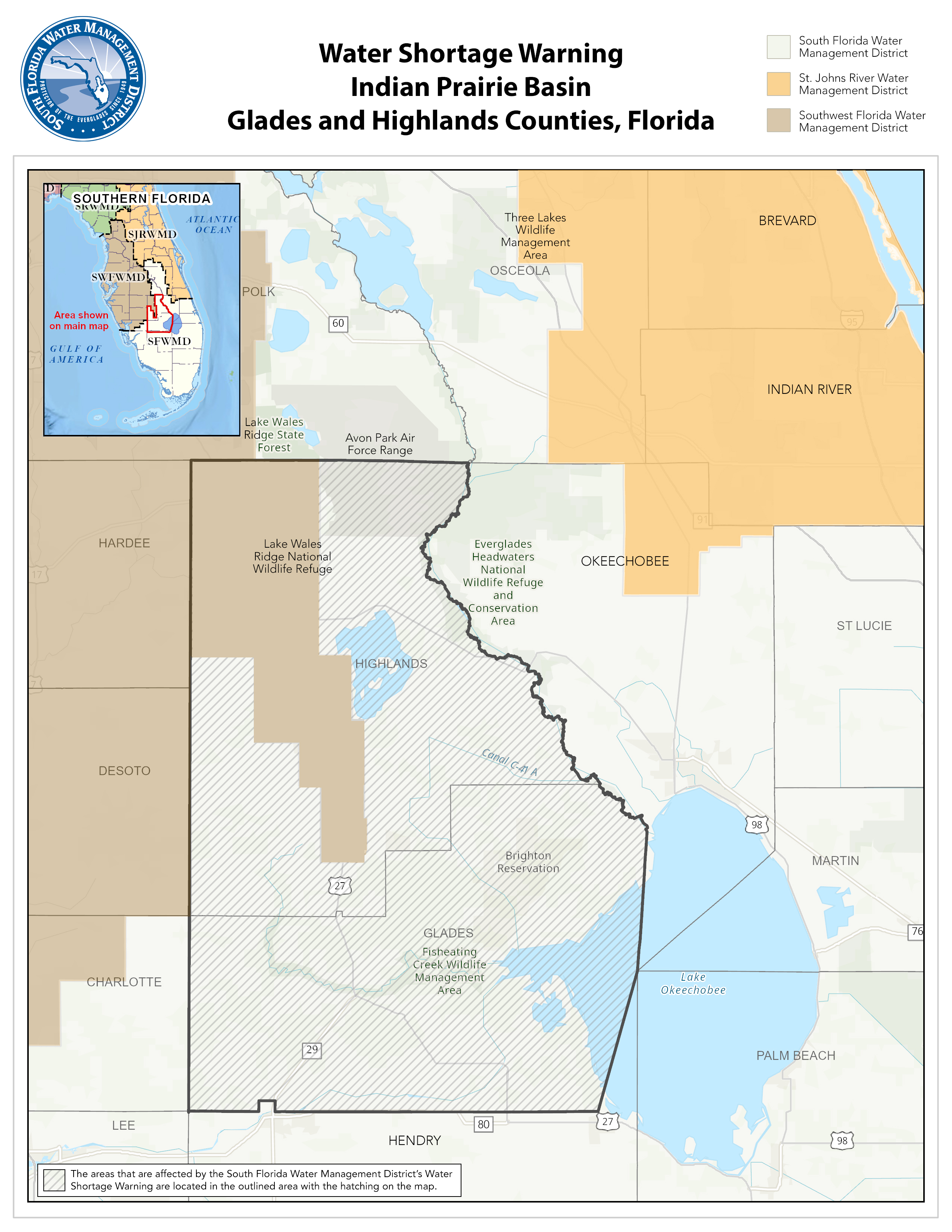 SFWMD Issues Water Shortage Warning For Multiple Counties In The Region Indian Prairie Basin Final 0