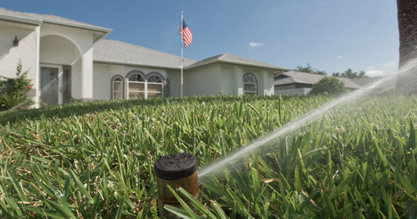 Sprinkler in front yard