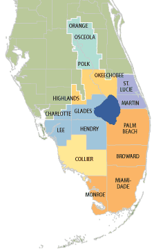 Map of counties in SFWMD