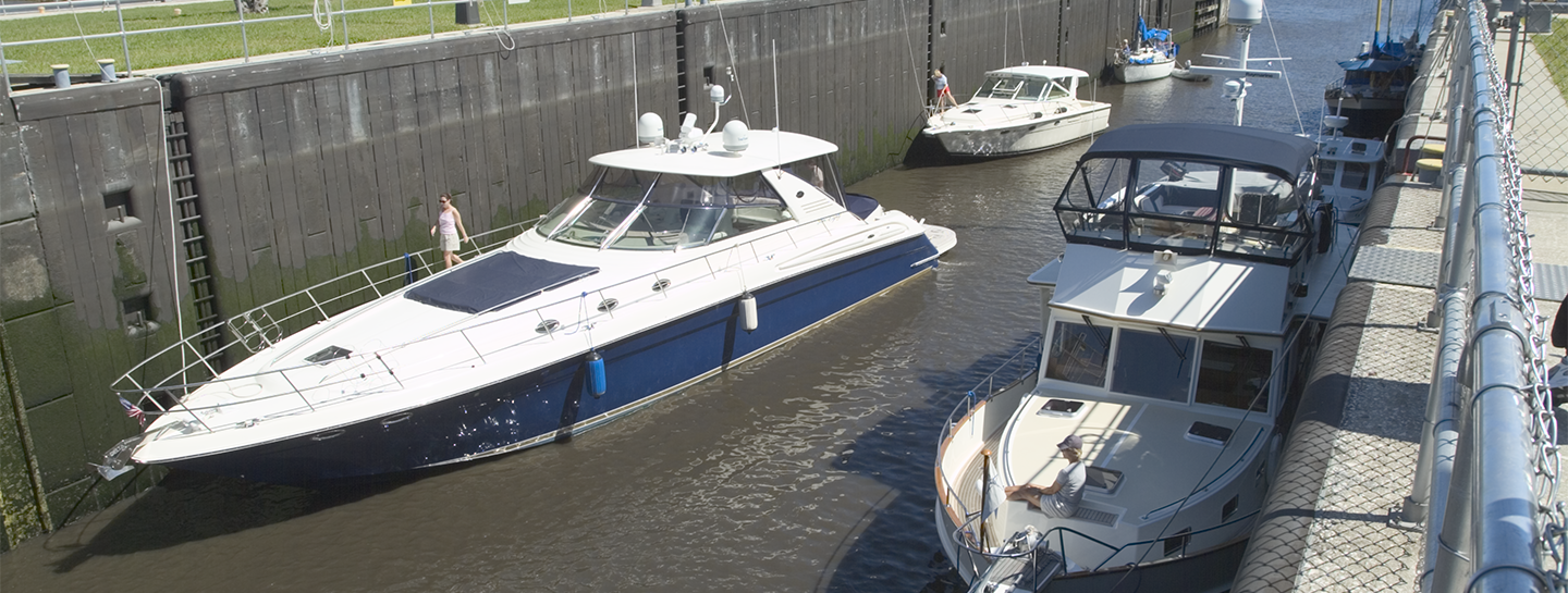 boats traveling through lock