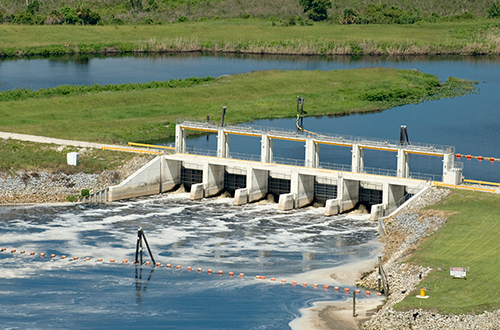 photo of SFWMD structure releasing water