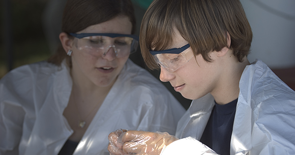 Students working outdoors