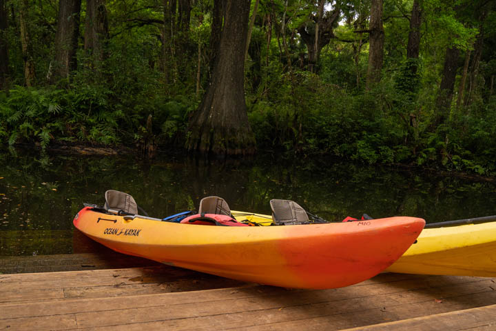 Orange Kayak on the Masten Dam at the Loxahatchee River