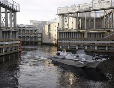 boat going through lock