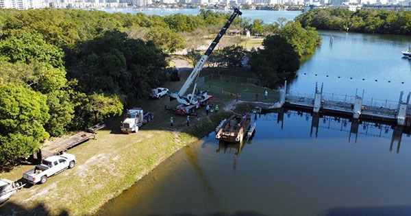 Crane along waterway