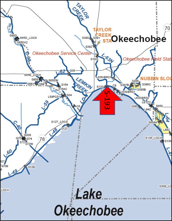 map of Taylor Creek S-193 boat lock