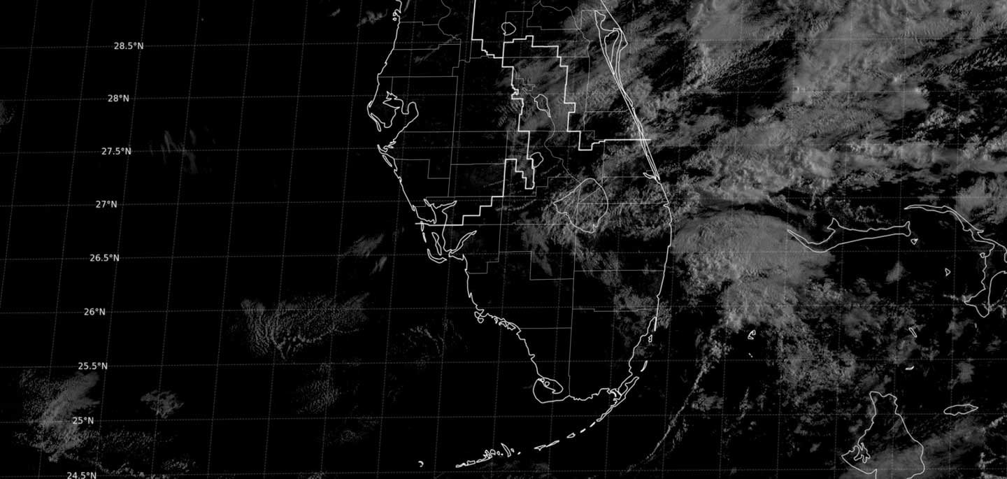 Satellite of Florida showing cloud cover over the peninsula